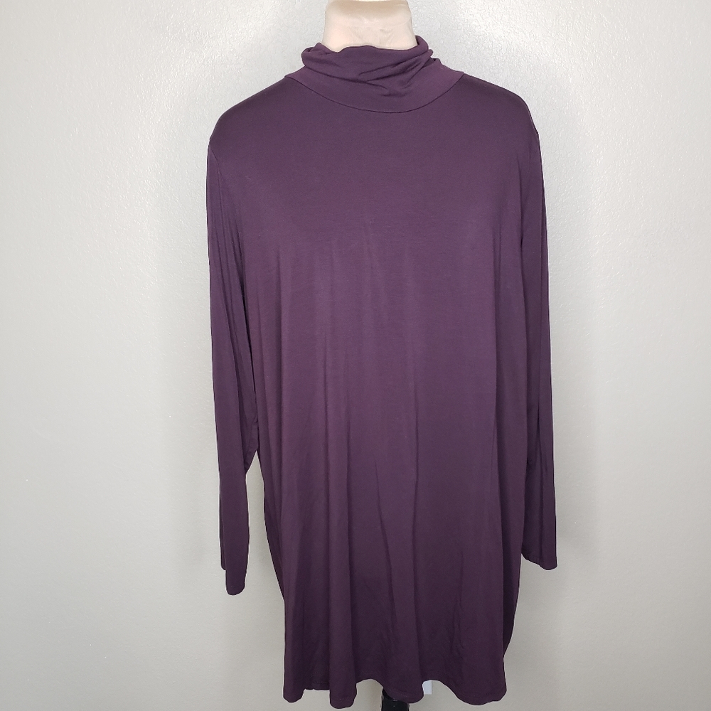 Eileen Fisher 2X Tencel Purple Turtleneck tunic top the system